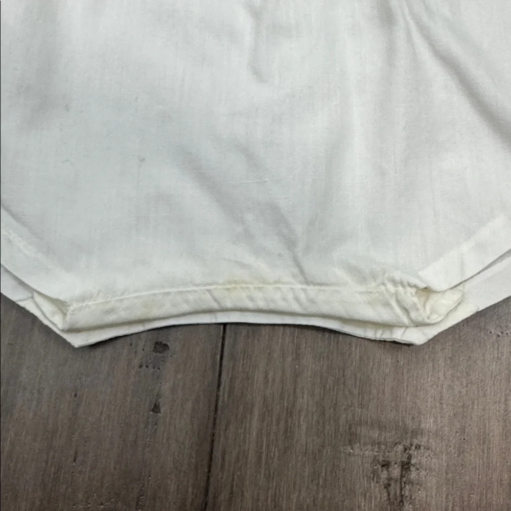 Vintage handmade White‎ Baby Romper with Blue Embroidery